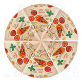 Kit 8 Pratos Formato Pizza Melamina Rígida Triangulo Estampa