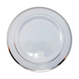 Kit 8 Pratos Sobremesa 15cm Descartáveis Luxo Plástico Prata