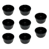Kit 8 Ramekim Médio Preto 180ml Porcelana Servir Festa