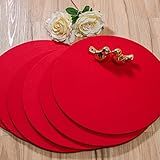 Kit 8 Souplat Redondo De Mesa Jantar Vermelho Premium