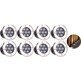 Kit 8 Spot Balizador 7w Led Embutir Jardim Branco Frio