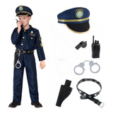 Kit 8pçs De Fantasia Crianças Uniforme Policial 90cm 130cm