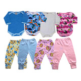 Kit 8ps 4 Body Longo E 4 Mijão De Bebê Menino menina 100 aLG