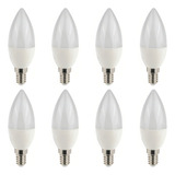 Kit 8x Lâmpada Vela Balão Leitosa E14 Led 4 7w 3000k Bivolt