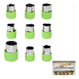 Kit 9 Moldes Cortadores Decorativos Biscoito Fruta E Legumes Cor Verde