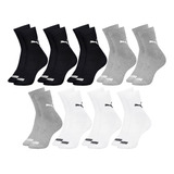 Kit 9 Pares De Meias Puma Cano Médio Sport Original Lisa