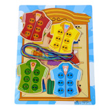 Kit 9 Peças Brinquedo Educativo Em Madeira Alinhavos