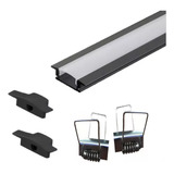 Kit 9 Perfil Embutir 30mm P fita Led 2m Alumínio Presilha