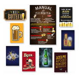 Kit 9 Placas Decorativas Frases Bebidas Churrasco Pub Bar