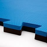 Kit 9 Tatames Tapetes EVA Dupla Face Azul Royal Com Preto 50x50x2cm 20mm
