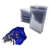 Kit 900 Porta Crachá Transparente 11x15 900 Cordões Azul