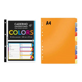 Kit 96 Folhas A4 Borda Colorida Divisórias 10 Divisões
