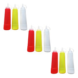 Kit 9un Bisnaga Maionese catchup mostarda 400ml Colorido Cor Amarelo Branco Vermelho