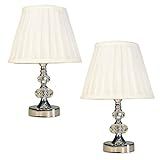 Kit Abajur Cristal Vidro Toque 2 Peças Mesa Decoração Sala Quarto Com Cúpula Drapeada 35cm Ref 302