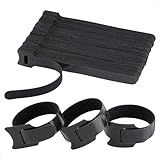 Kit Abraçadeiras De Peças Fita Organizar Cabos Fios Enrolar Prender Presilha Com 50 Unidades 50un 20cm Preto 