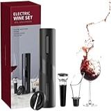 Kit Abridor De Vinho Elétrico Recarregável USB 4 Peças Com Bico Decanter Rolha De Borracha E Cortador De Lacres
