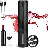 Kit Abridor De Vinho Elétrico Recarregável USB Saca Rolhas Automático Garrafa Vinho Com Cortador Lacre E Cabo Tipo C Não Necessita De Pilha Premium