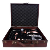 Kit Abridor De Vinho Profissional Estojo Madeira Rústica