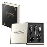 Kit Abridor Saca Rolhas Tampa Dosador Vinho Livro 05 Peças
