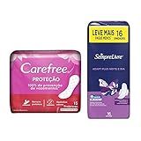 Kit Absorvente Sempre Livre Adapt Plus Suave Com Abas 16 Uni Protetor Diário Carefree Proteção Sem Perfume 15 Uni