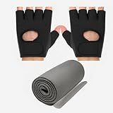 Kit Academia Esporte Luva De Musculação Ajustável Antiderrapante Para Exercícios E Toalha Fitness Esportiva Refrescante- Musculação- Crossfit- Bike E Treino Funcional -Preto-Cinza-