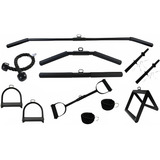 Kit Academia Puxador Pulley Reto Curvo Costas Corda Polia