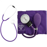Kit Acadêmico Aparelho De Pressão Estetoscópio Simples Roxo