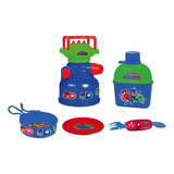 Kit Acampamento Pj Masks Hora Do Lanche Fogareiro E Cantil