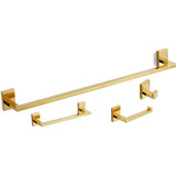Kit Acessórios Banheiro 4 Peças Inox 304 Dourado Luxo