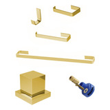 Kit Acessórios Banheiro Dourado Brilhante 1 Acabamento Registro Dourado Conversor Base Docol Titanium Metais