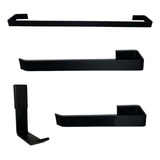 Kit Acessórios Banheiro Gobi Brasil Quadrado Preto 4 Peças