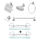 Kit Acessórios Banheiro Inox Lavabo Conjunto Porta Shampoo