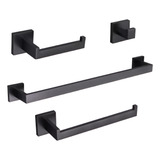 Kit Acessórios Banheiro Preto Inox 304 4 Peças