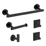 Kit Acessórios Banheiro Preto Toalheiros 5 Peças