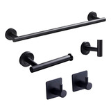 Kit Acessórios Banheiro Preto Toalheiros 5 Peças Yesop