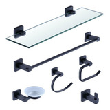 Kit Acessórios De Banheiro 6 Peças Preto Fosco Ikab01