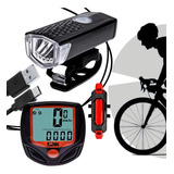 Kit Acessórios De Iluminação Para Bike + Velocímetro Com Fio