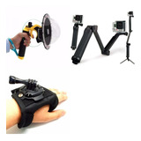 Kit Acessórios Gopro Dome Telesin Gatilho 3 Way Suporte