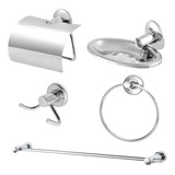 Kit Acessórios P Banheiro Aço Inox 5 Peças 05 Anos