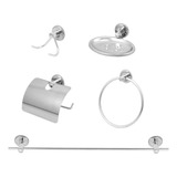Kit Acessórios P Banheiro Aço Inox 5 Peças Manual
