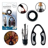 Kit Acessórios P Vinho C 3 Peças Dosador Cortador Lacre