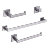 Kit Acessórios Para Banheiro Inox 304 Luxo Escovado Revomax Cor Prata