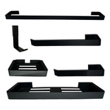 Kit Acessórios Para Banheiro Lavabo Preto 6 Peças