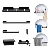 Kit Acessórios Para Banheiro Preto Fosco 6 Peças Premium