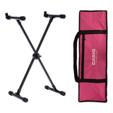 Kit Acessórios Para Teclados Casio Suporte E Capa 5 8 Rosa