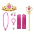 Kit Acessórios Princesa Brinco Colar Luva Coroa Anel Varinha