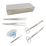 Kit Aço Inoxidável Instrumental Pinças E Tesouras 16cm