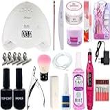 Kit Acrigel Gel Unhas Tips Lixadeira Eletrica Prep Fibra Cabine Sun 5 48w
