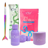 Kit Acrílico Vólia Sachê Monomer Pincel E Frascos