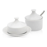 Kit Açucareiro Manteigueira Mesa Café Porcelana Restaurante